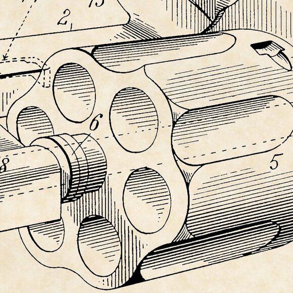 1898 G. A. Owen Revolver Patent Firearm Art 16x20 Vintage Gun Print on Parchment - Picture 4 of 7
